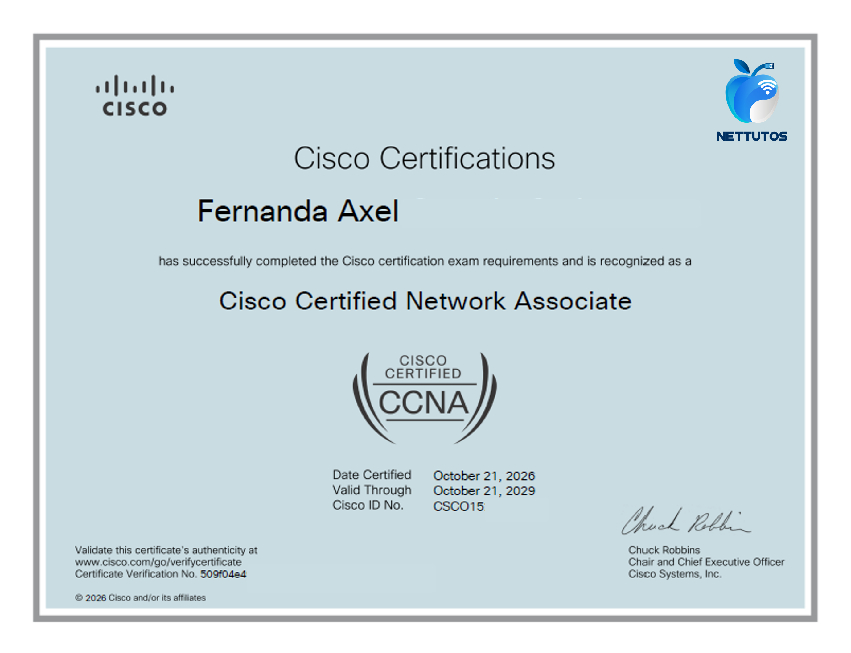 Certificado CCNA - Alumno 26